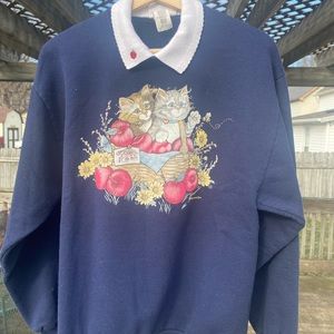 Vintage 90’s Morning Sun Apple Cat/Kitten sweater